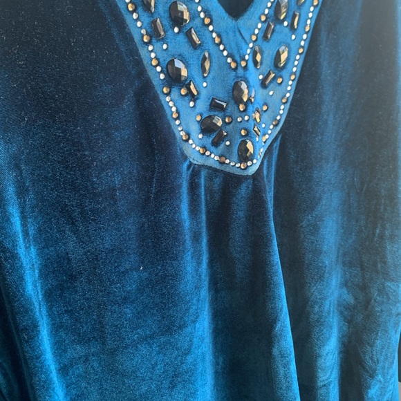 B.L.E.U. Velvet-like Jeweled Top Size S - Picture 3 of 9